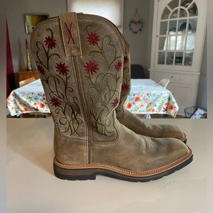 Twisted X Stitched Floral work boots Western W’s 8.5